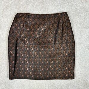 Vintage Penta Women Bronze Metallic Jacquard Skirt Size 8 Made in USA